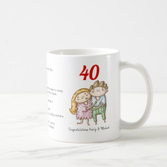FUNNY 40th Wedding Anniversary Ruby Customized Coffee Mug (Right)
