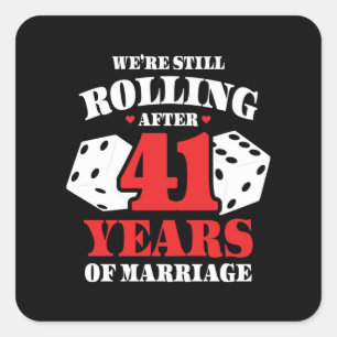 Funny 41st Anniversary Couples Married 41 Years Square Sticker