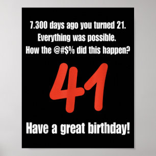Funny 41st Birthday Quotes Birthday Celebration Poster