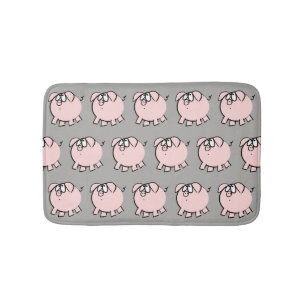 Funny 4 Cartoon Illustration Pig Choose Colour Bat Bath Mat