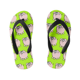 Funny 4 Cartoon Pig Choose Colour Kids Flip Flop