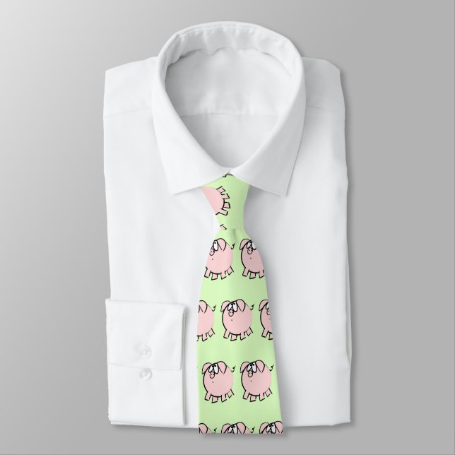 Funny 4 Cartoon Pig Year Zodiac Choose Colour Tie (Tied)