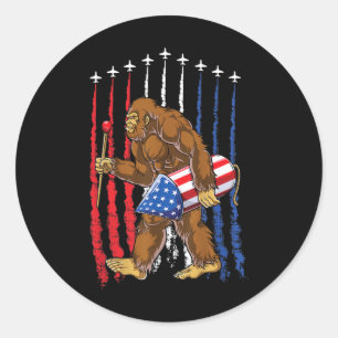 Funny 4 Of July Design Flag Usa  Classic Round Sticker