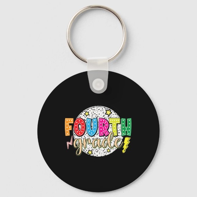Funny 4th Grade Back To School Dalmatian Dots Teac Keychain (Front)
