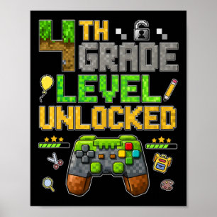 Funny 4th Grade Level Unlocked Ck To School Gamer  Poster