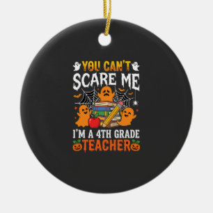 Funny 4th Grade Teacher Halloween Ghost Ceramic Ornament