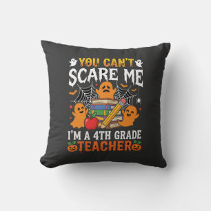 Funny 4th Grade Teacher Halloween Ghost Throw Pillow