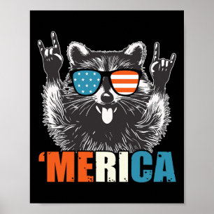 Funny 4th Of July America Party In The Usa Raccoon Poster