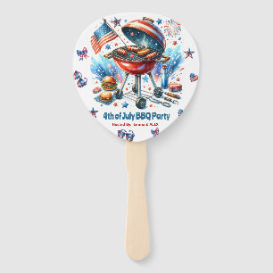 Funny 4th Of July BBQ Party Invitation Hand Fan