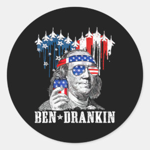 Funny 4th Of July Ben Drankin Patriotic Classic Round Sticker