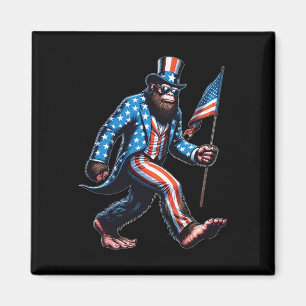 Funny 4th Of July Bigfoot Sasquatch American Flag Magnet