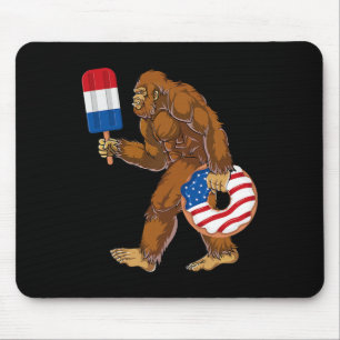 Funny 4th Of July Bigfoot Sasquatch American Flag  Mouse Pad