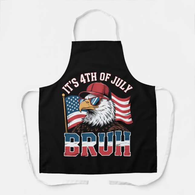 Funny 4th of July Bruh Patriotic Eagle Apron (Front)