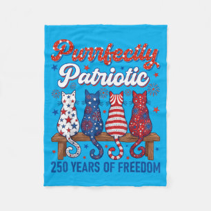 Funny 4th Of July Cat Lovers Purrfectly Patriotic Fleece Blanket