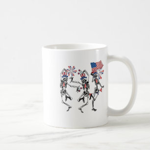 Funny 4th Of July Dancing Skeleton Retro Patriotic Coffee Mug