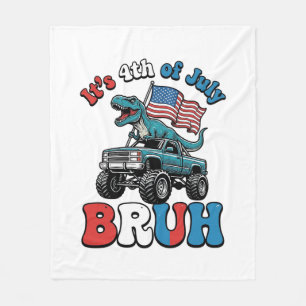 Funny 4th of July Dinosaur Monster Truck Shirt_1 Fleece Blanket