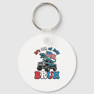 Funny 4th of July Dinosaur Monster Truck Shirt_1 Keychain