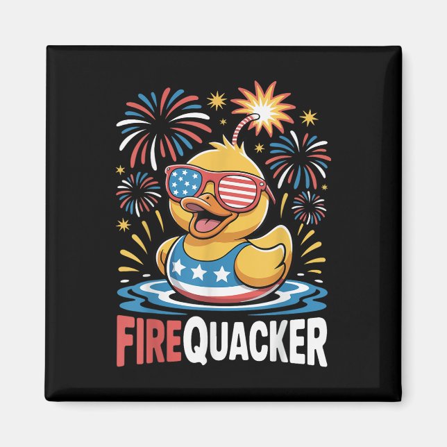 Funny 4th Of July Duck Firequacker Patriotic Fourt Magnet (Front)