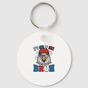 Funny 4th of July Eagle Bruh Patriotic Shirt Desig Keychain