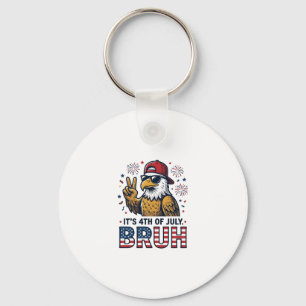 Funny 4th of July Eagle Bruh Patriotic Shirt Desig Keychain