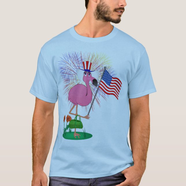Funny 4th of July Flamingo Shirt (Front)