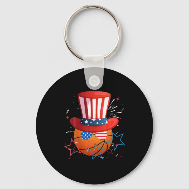 Funny 4Th Of July For Basketball Lovers Keychain (Front)