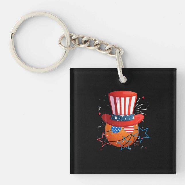 Funny 4Th Of July For Basketball Lovers Keychain (Front)