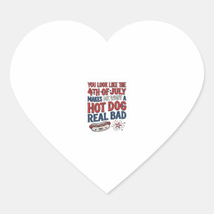 Funny 4th of July Hot Dog Patriotic Shirt Design_1 Heart Sticker