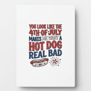 Funny 4th of July Hot Dog Patriotic Shirt Design_1 Plaque