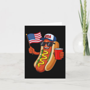 Funny 4th Of July Hot Dog Usa Patriotic Independen Card