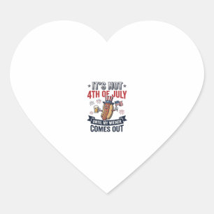 Funny 4th Of July Hot Dog Vintage Patriotic Shirt_ Heart Sticker