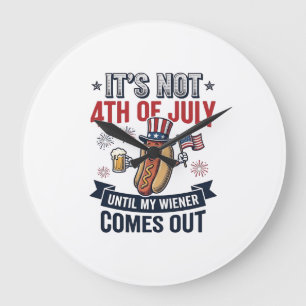 Funny 4th Of July Hot Dog Vintage Patriotic Shirt_ Large Clock