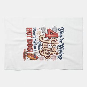 Funny 4th of July Hot Dog Vintage Shirt Design_1 Kitchen Towel