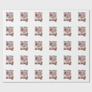 Funny 4th of July Hot Dog Vintage Shirt Design_1 Wrapping Paper