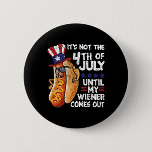Funny 4th Of July Hot Dog Wiener Comes Out Bbq Par 2 Inch Round Button