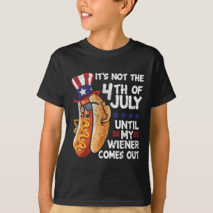 Funny 4th Of July Hot Dog Wiener Comes Out Bbq Par T-Shirt
