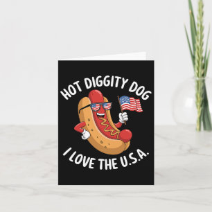 Funny 4th Of July Hotdog Patriotic Usa Flag Celebr Card