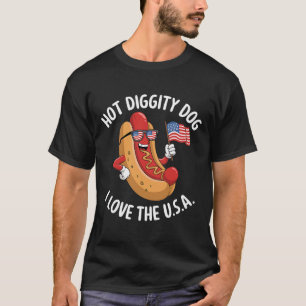 Funny 4th Of July Hotdog Patriotic Usa Flag Celebr T-Shirt