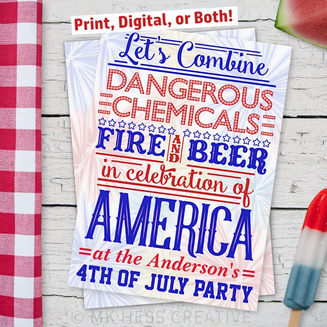 Funny 4th of July Independence Day Party Humour Invitation (Creator Uploaded)