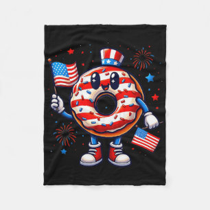 Funny 4th Of July Independence Doughnut Touch My F Fleece Blanket