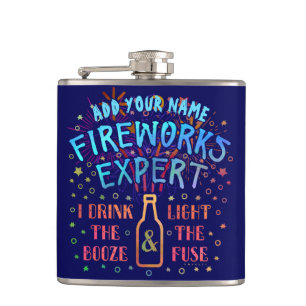 Funny 4th of July Independence Fireworks Expert V2 Hip Flask