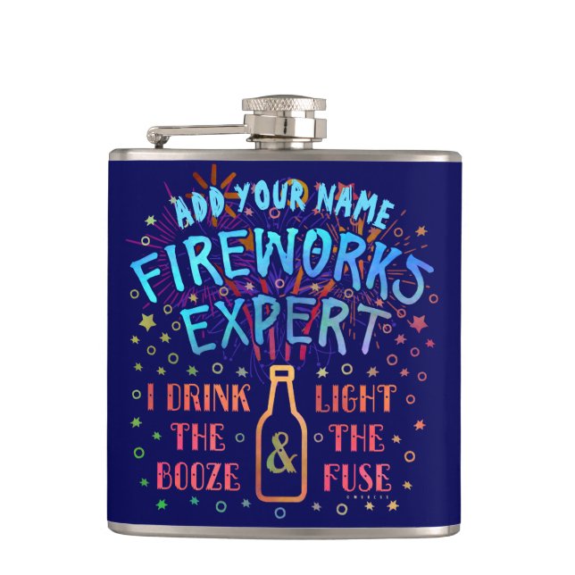 Funny 4th of July Independence Fireworks Expert V2 Hip Flask (Front)