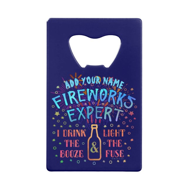 Funny 4th of July Independence Fireworks Expert V2 Wallet Bottle Opener (Front)
