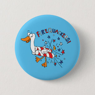 Funny 4th of July Kids Cartoon 2 Inch Round Button
