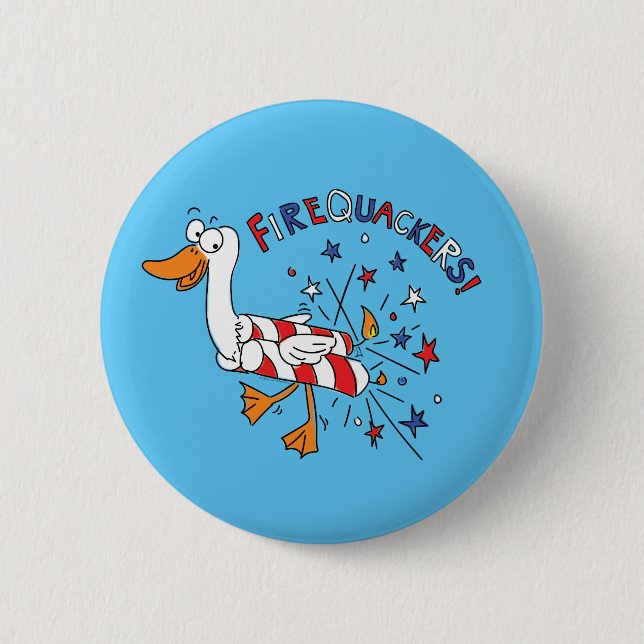Funny 4th of July Kids Cartoon 2 Inch Round Button (Front)