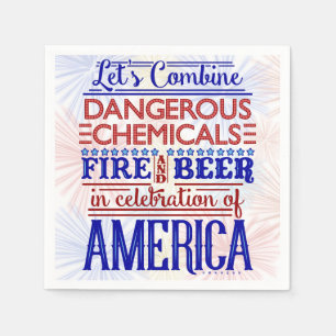 Funny 4th of July Party Beer Fireworks Humour Napkin