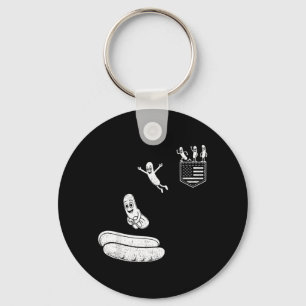 Funny 4th Of July Patriotic Hot-Dog Bbq Flying Keychain