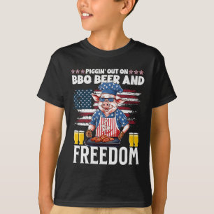 Funny 4th Of July Pig Grilling Bbq Party Rbecue Pi T-Shirt