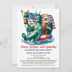 Funny 4th of July Pool Party Invitation