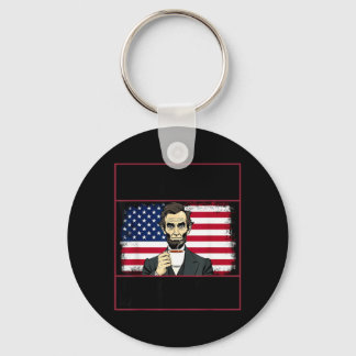Funny 4th Of July Sipn On Liber-Tea Liberty Keychain